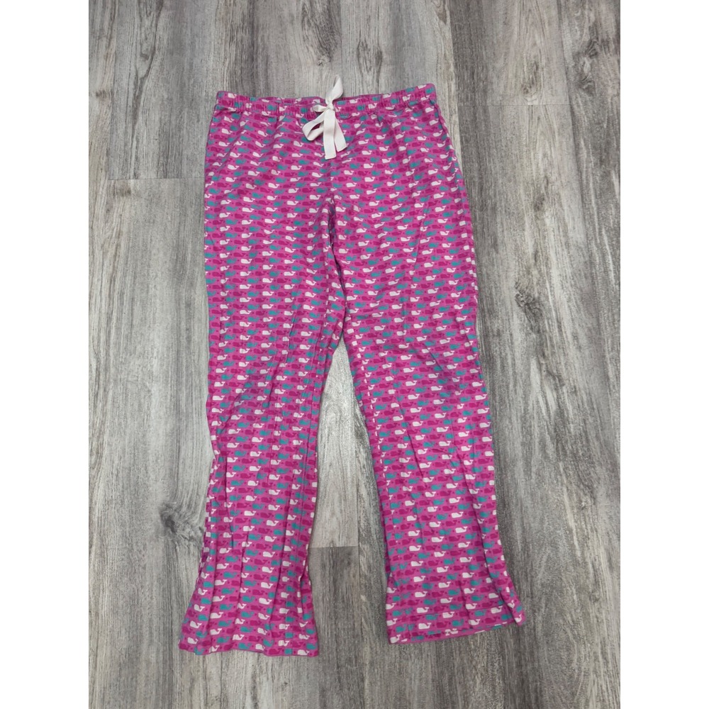 Vineyard Vines Whale Print Pajama Pants Sleepwear Women's S Pink Blue Flannel